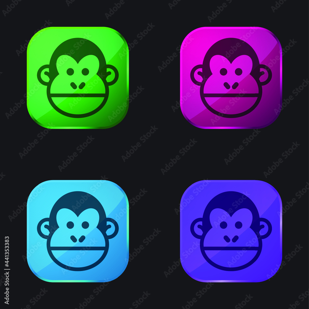 Animal four color glass button icon Animal four color glass button icon