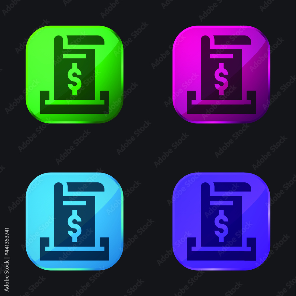 Bill four color glass button icon Bill four color glass button icon