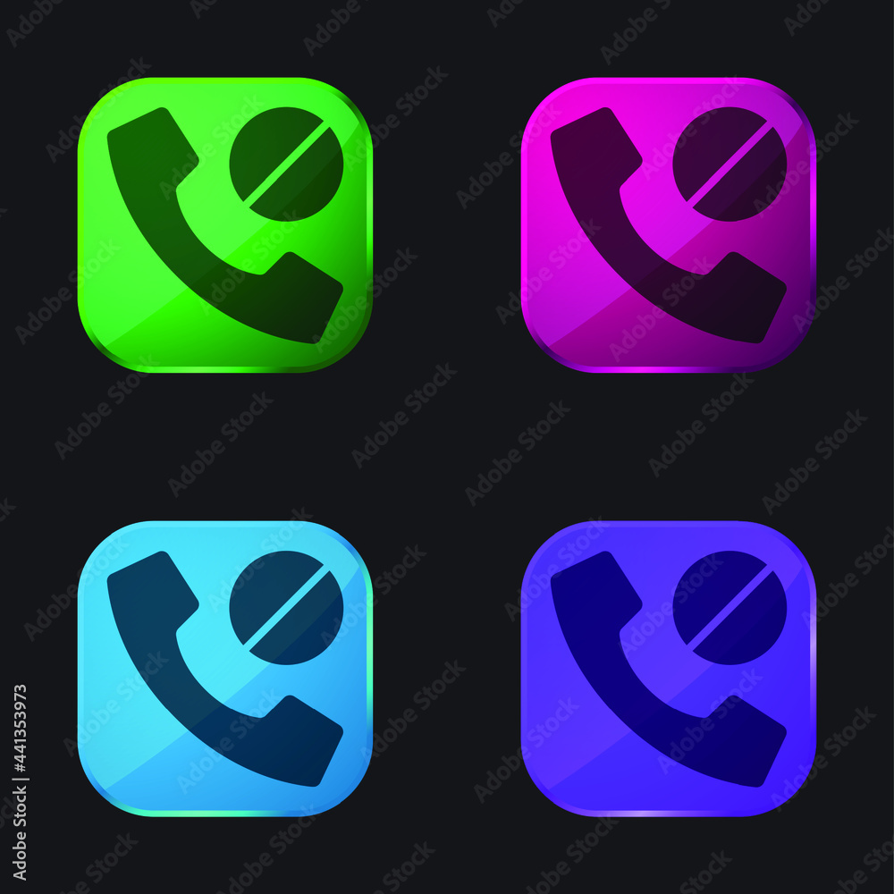 Blocked four color glass button icon Blocked four color glass button icon