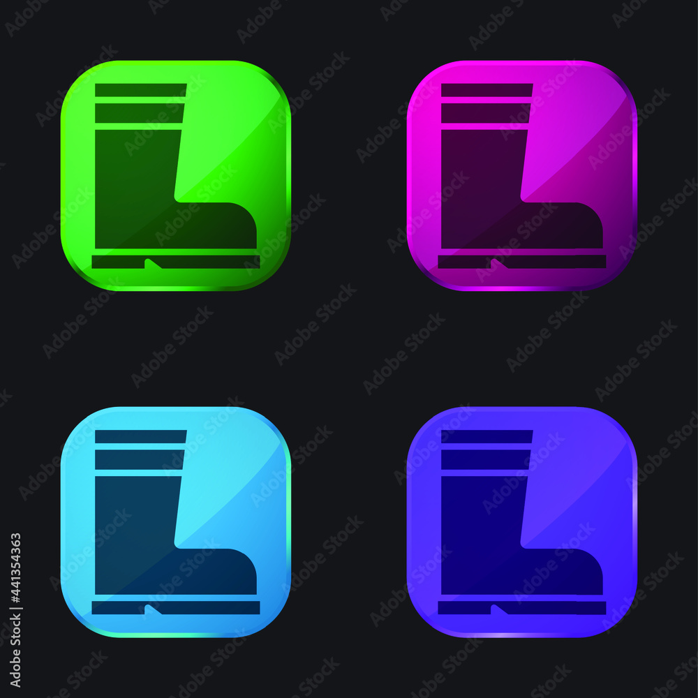 Boot four color glass button icon Boot four color glass button icon
