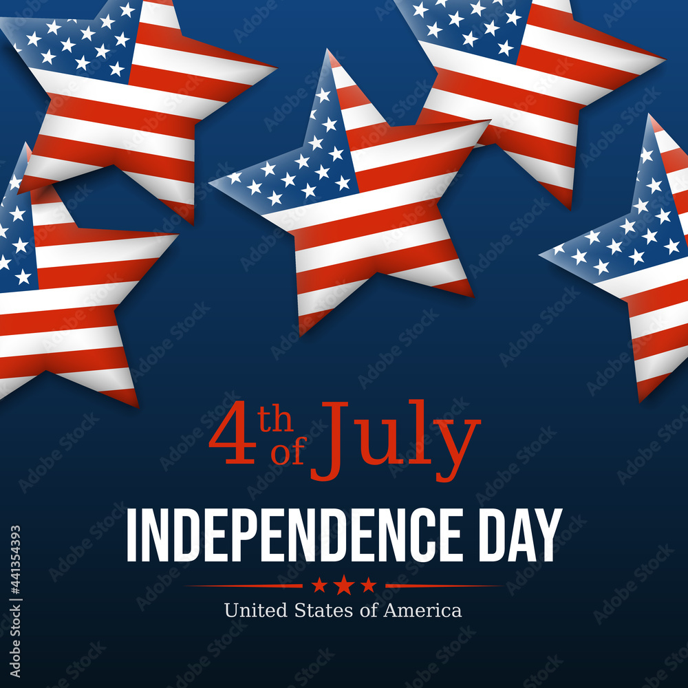 Banner 4th of july usa independence day. Fourth of july, USA national holiday. Dark background with stars american flag. Vector illustration, poster Banner 4th of july usa independence day. Fourth of july, USA national holiday. Dark background with stars american flag. Vector illustration, poster