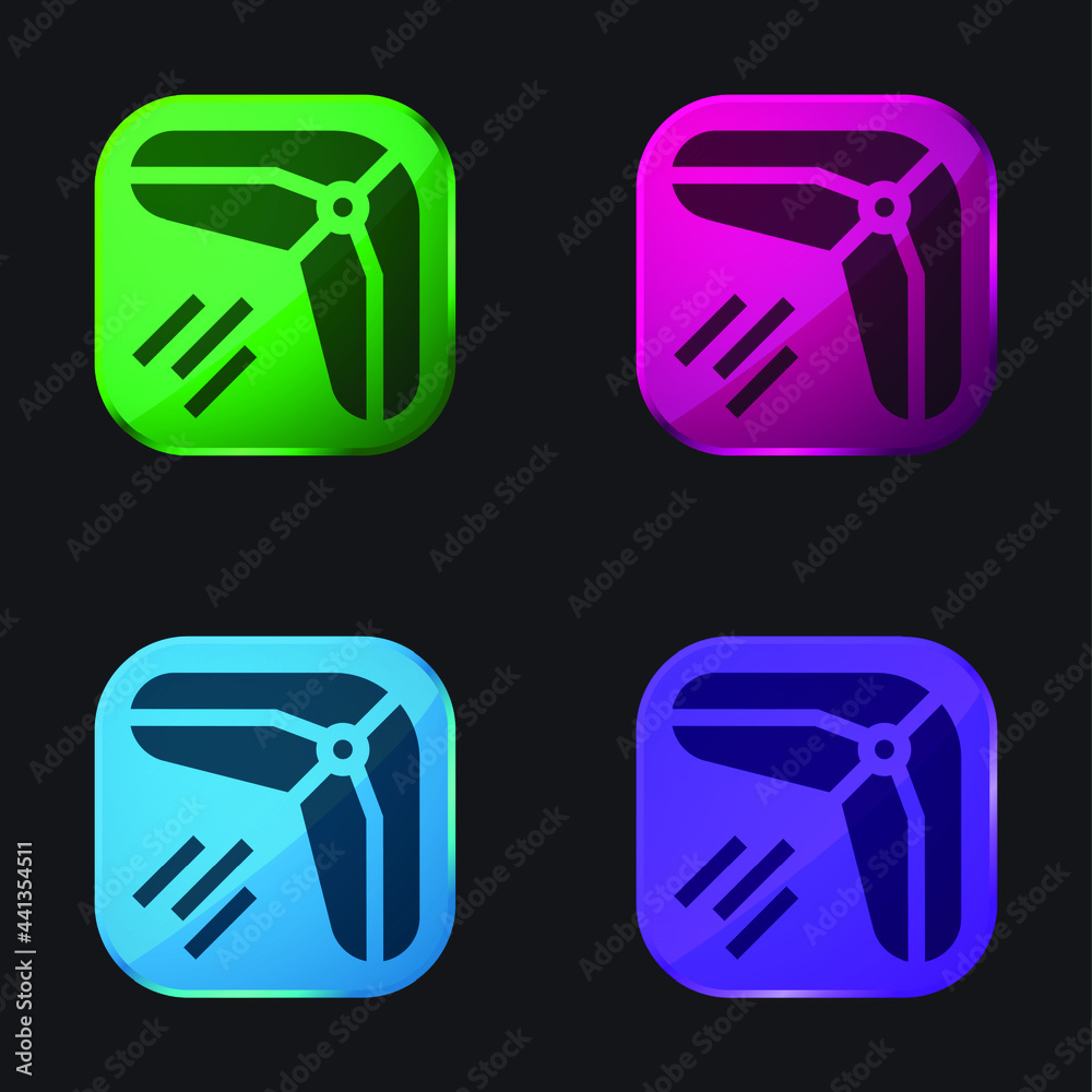 Boomerang four color glass button icon Boomerang four color glass button icon