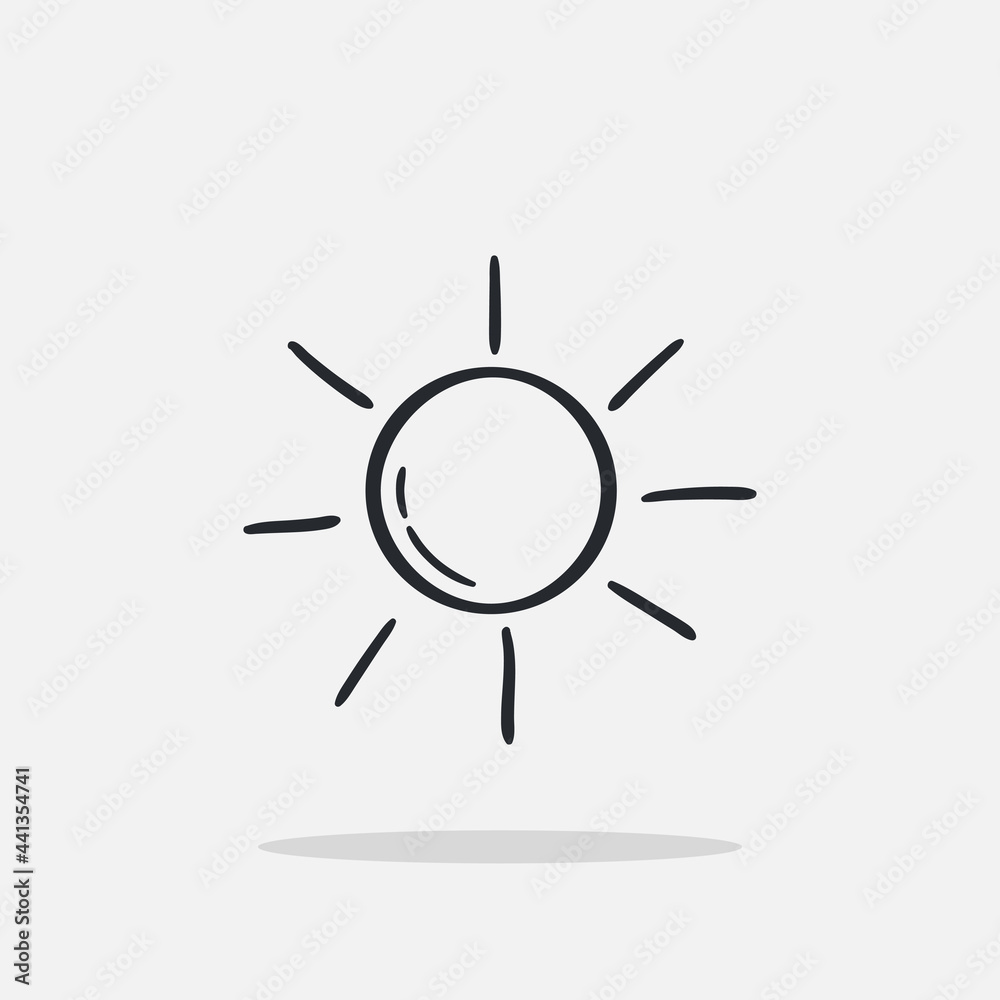 Hand drawn shinny sun icon Design Template. vector sketch doodle illustration isolated on white background. Summer vacation and leisure symbol. Perfect For coloring books and stickers. Hand drawn shinny sun icon Design Template. vector sketch doodle illustration isolated on white background. Summer vacation and leisure symbol. Perfect For coloring books and stickers.