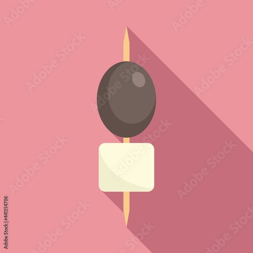 Black olive cheese icon, flat style