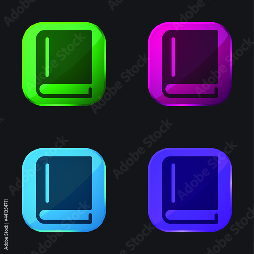 Free Download Book Of Black Cover Closed four color glass button icon - GFXLoad