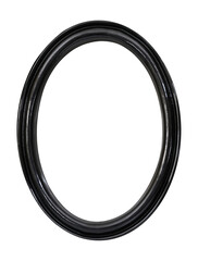 Wooden black oval frame for paintings, mirrors or photo isolated on white background. Design element with clipping path