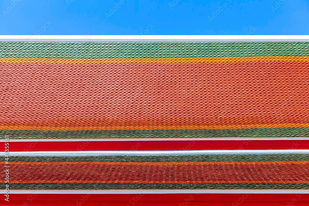 Clay tile roof at Thai temple pattern and background seamless Clay tile roof at Thai temple pattern and background seamless
