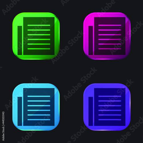 Black Text Page four color glass button icon