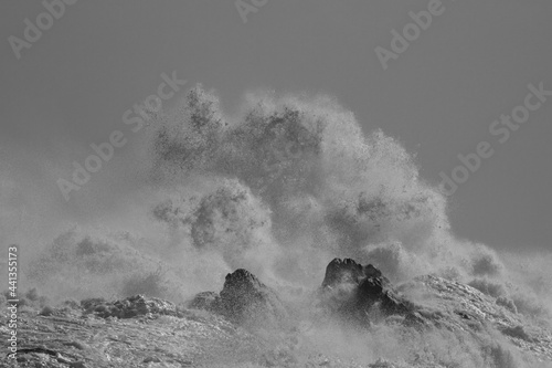 Big stormy sea waves with splash