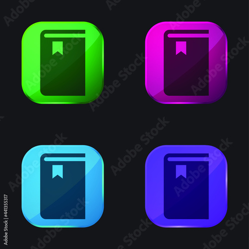 Button Outline four color glass button icon