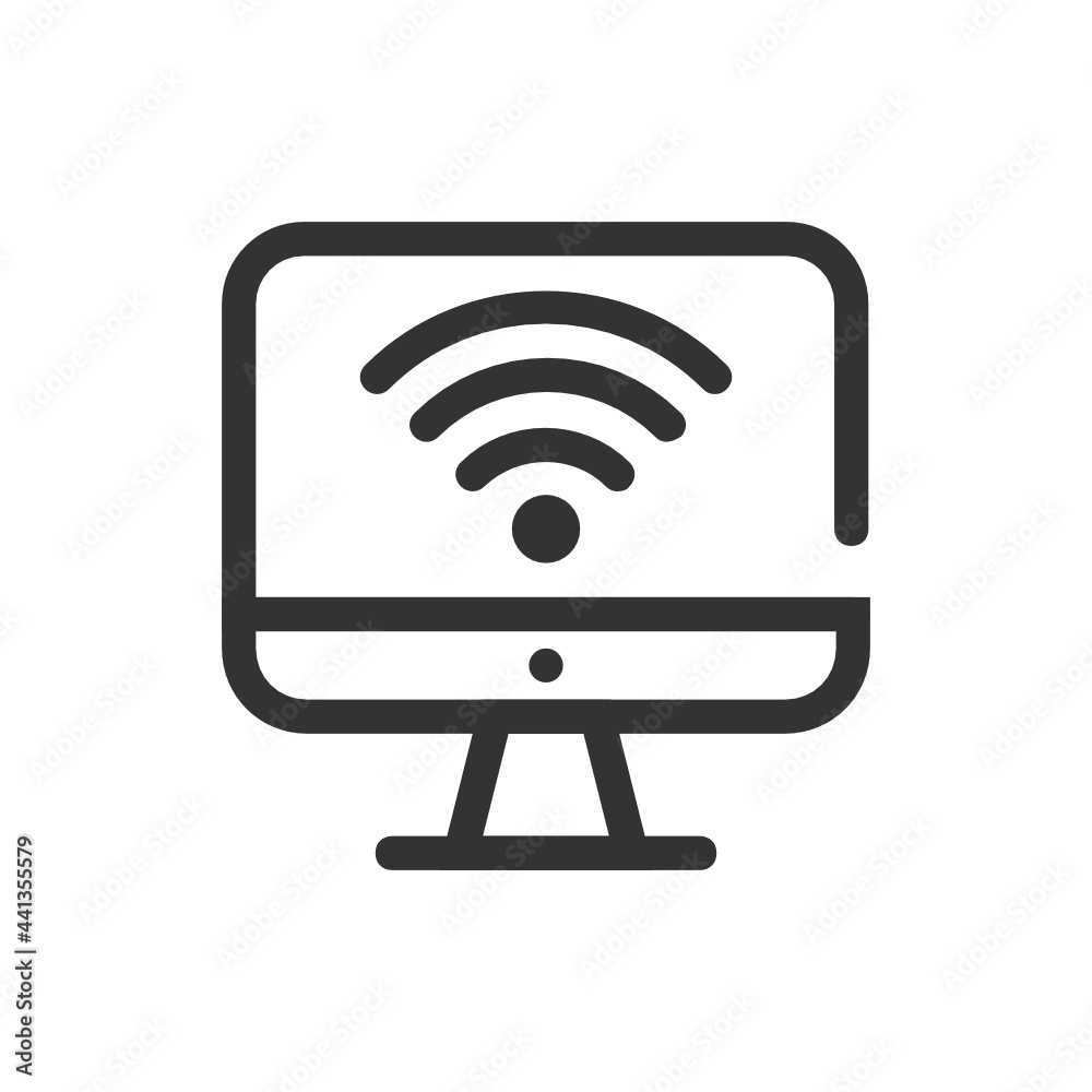 Computer , Wireless Network outline icon. Computer , Wireless Network outline icon.