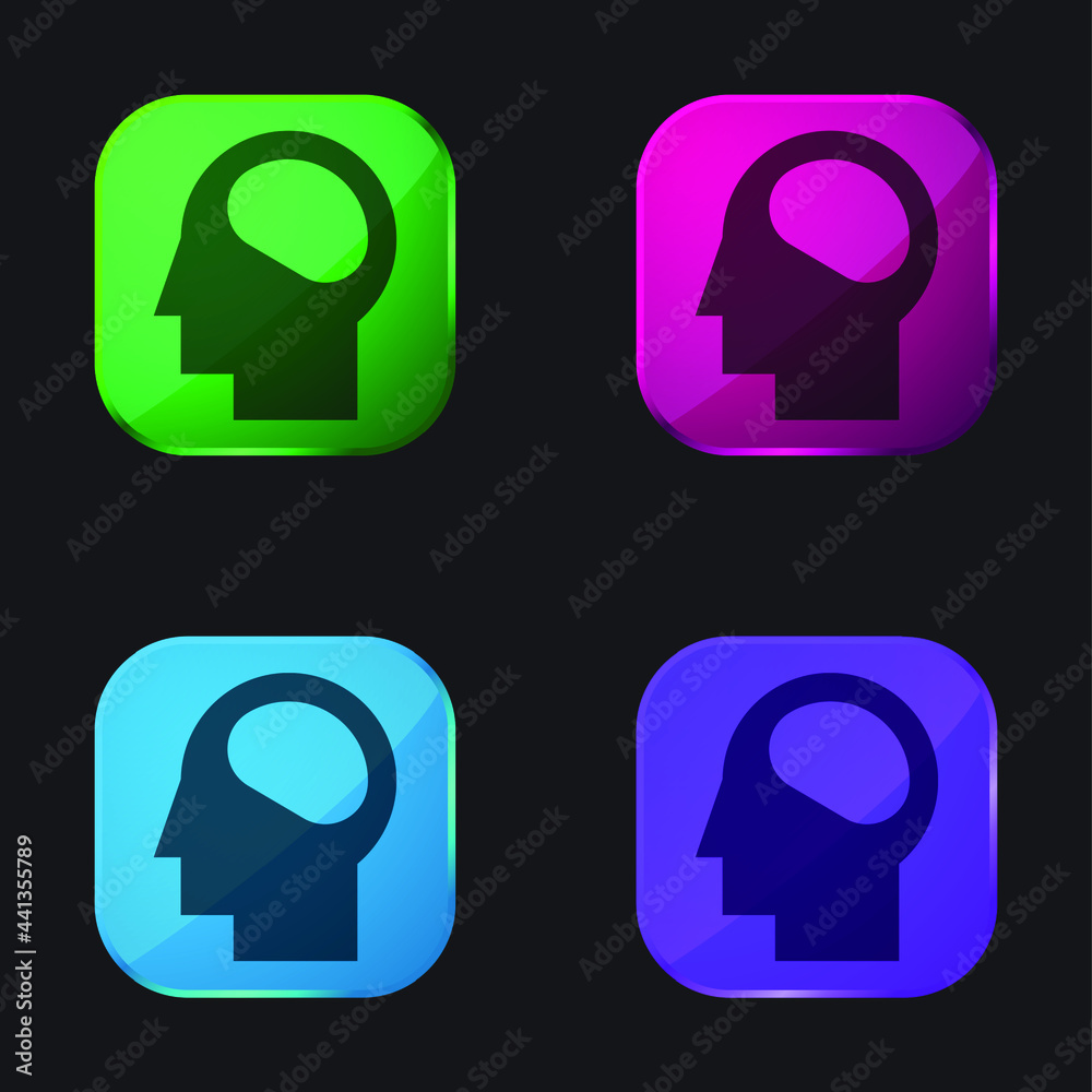Brain four color glass button icon Brain four color glass button icon