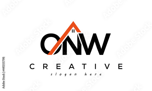 initial ONW letters real estate construction logo vector	 photo