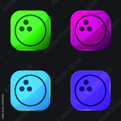 Bowling Ball four color glass button icon
