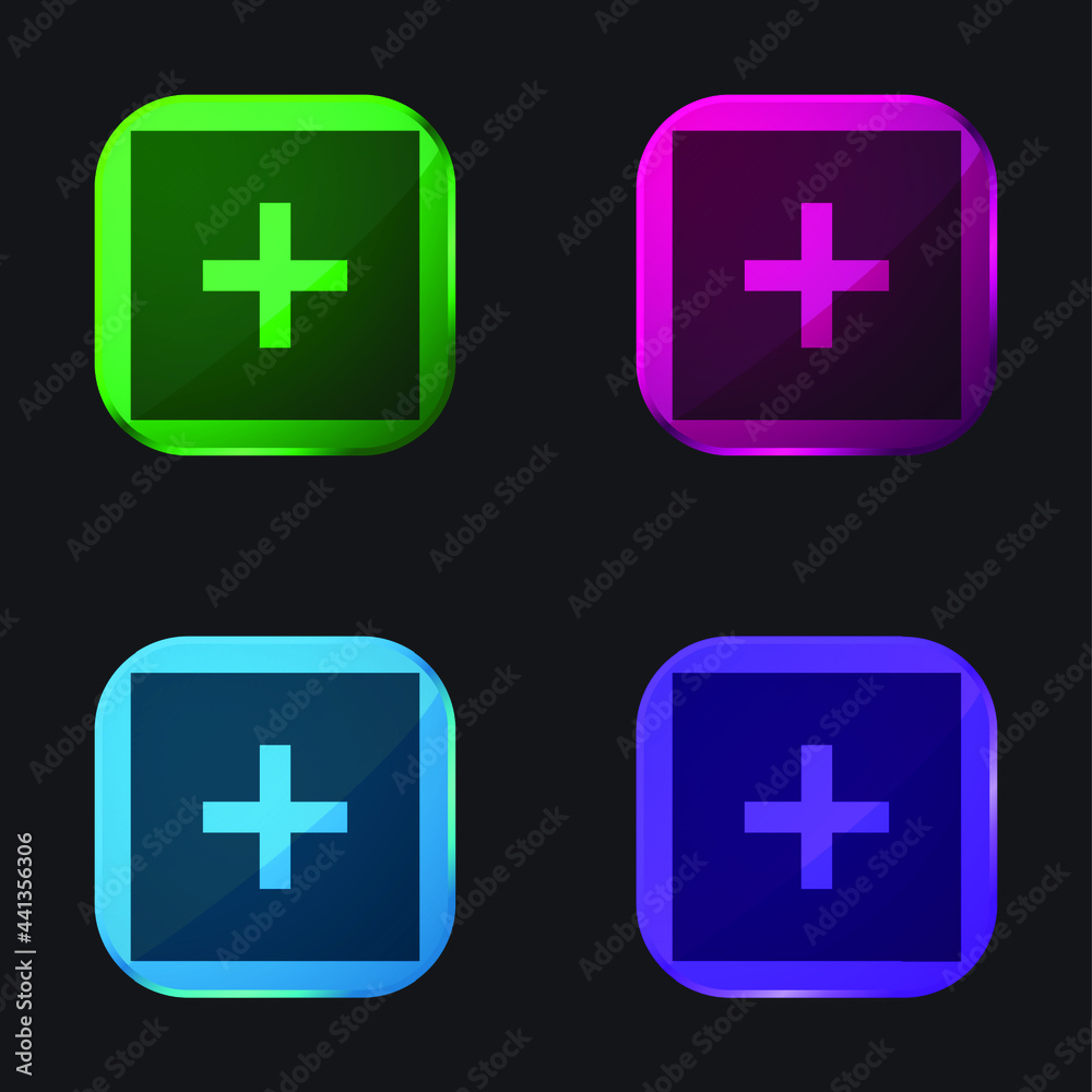 Add four color glass button icon Add four color glass button icon