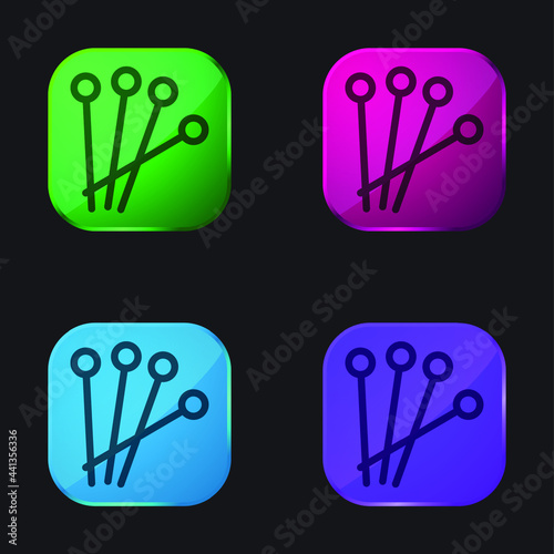 Acupunture Needles four color glass button icon