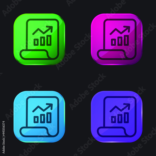 Analytics four color glass button icon