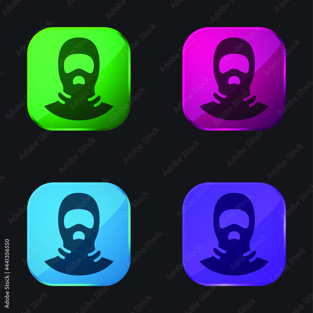 Balaclava four color glass button icon