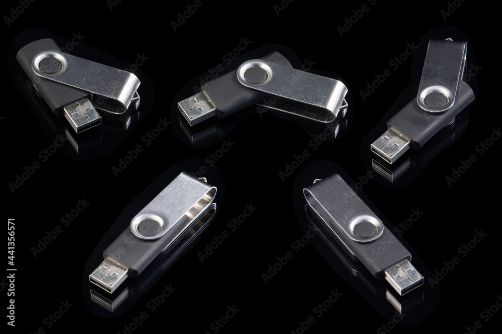 Usb stick or flash drive isolated on black background Usb stick or flash drive isolated on black background