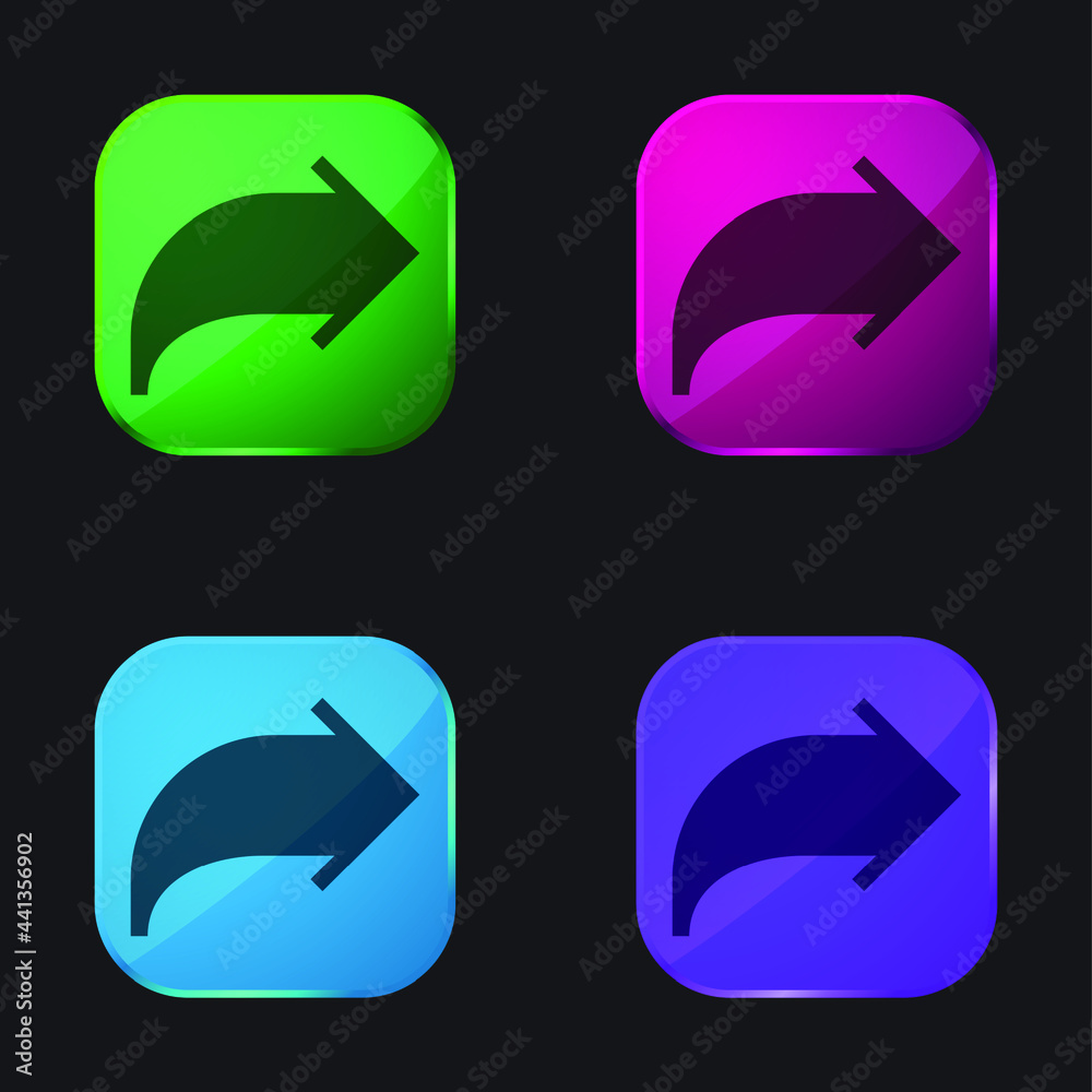 Arrow four color glass button icon Arrow four color glass button icon