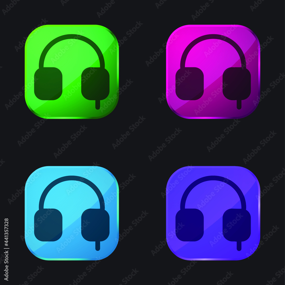 Auriculars Solid Tool Symbol four color glass button icon Auriculars Solid Tool Symbol four color glass button icon