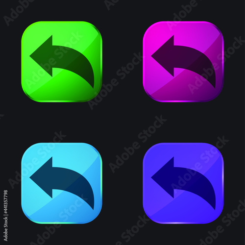 Free Download Back four color glass button icon - GFXLoad
