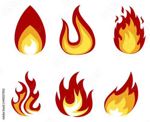 Fire torch Collection Flaming on White Background illustration abstract design