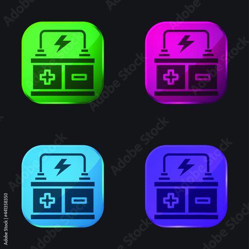 Battery four color glass button icon