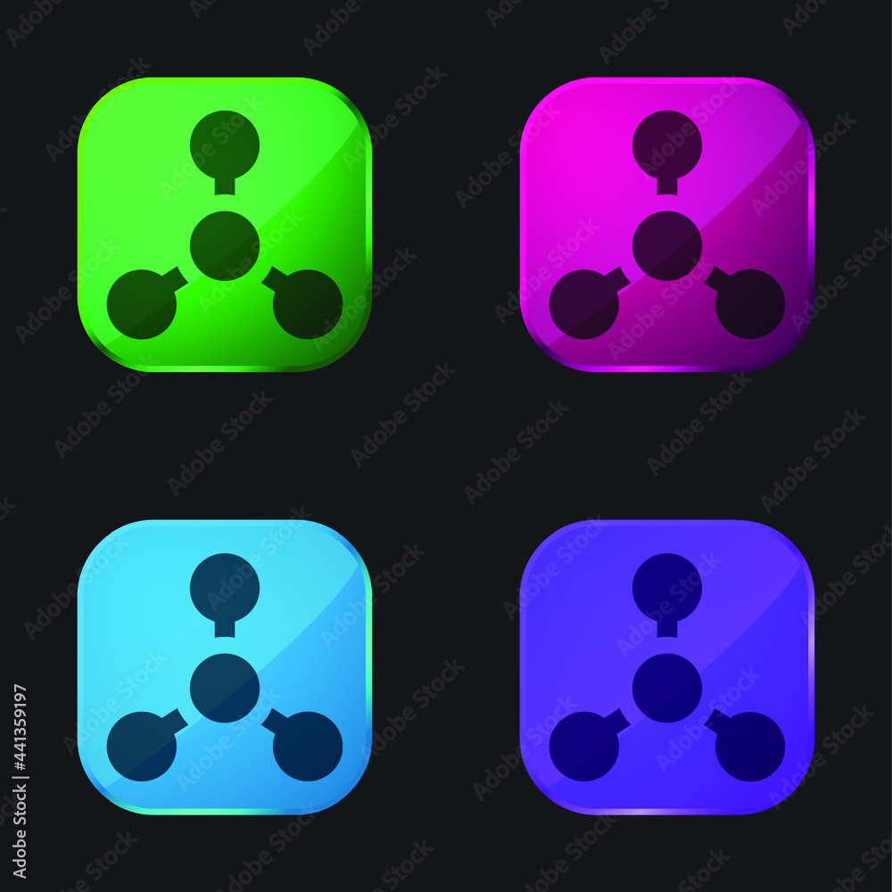 Biology four color glass button icon Biology four color glass button icon