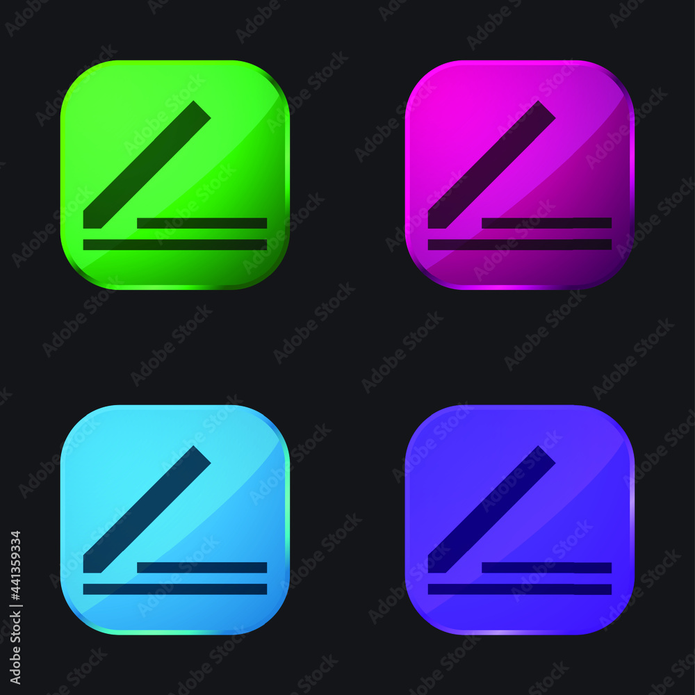 Blog four color glass button icon Blog four color glass button icon