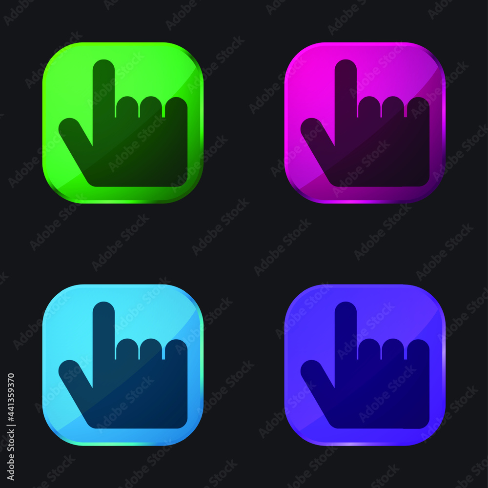Black Hand Pointing Up four color glass button icon Black Hand Pointing Up four color glass button icon