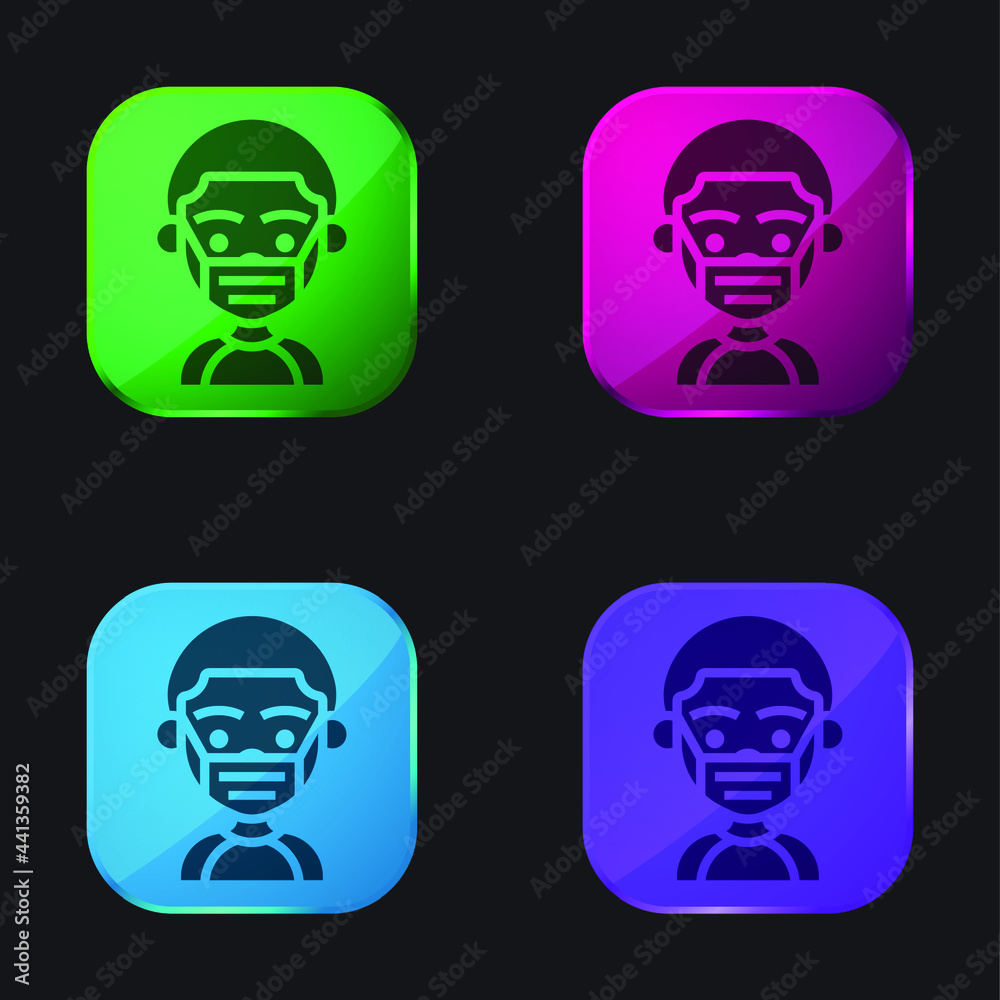 Boy four color glass button icon Boy four color glass button icon