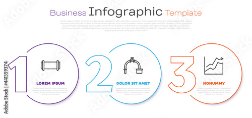 Set line Industry pipe, Industry pipe and valve and Oil price increase. Business infographic template. Vector