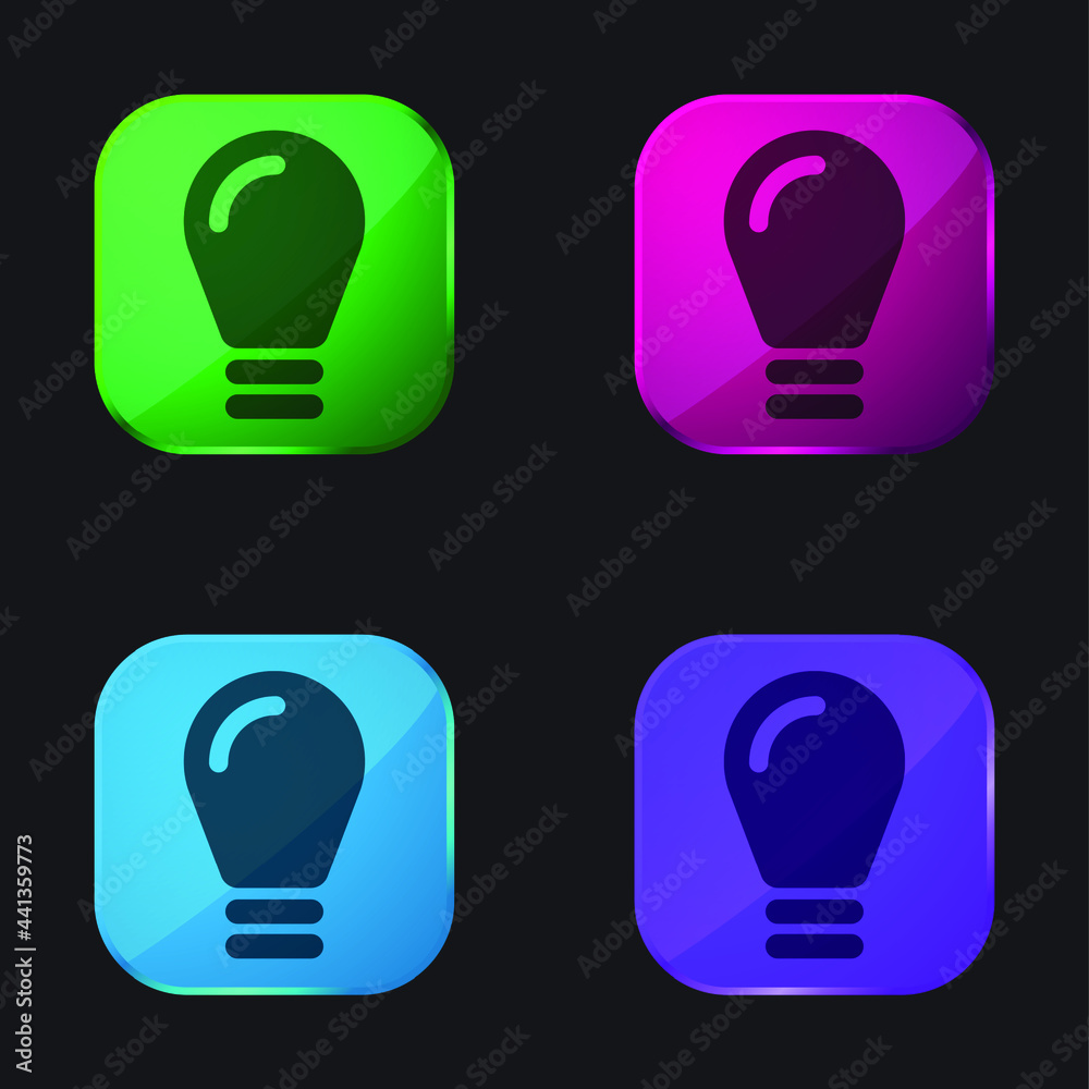 Black Lightbulb four color glass button icon Black Lightbulb four color glass button icon