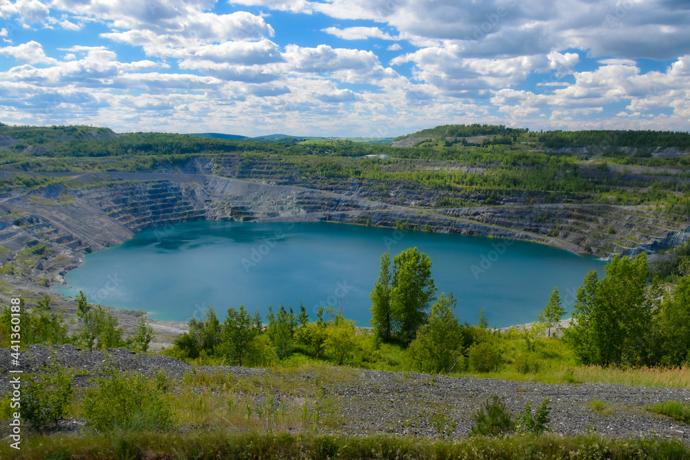 Crater of the old open-cast mine of Asbestos in Quebec, Canada