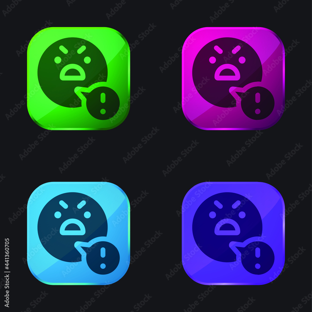 Angry four color glass button icon Angry four color glass button icon