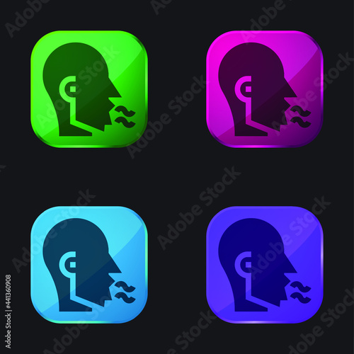 Bad Breath four color glass button icon