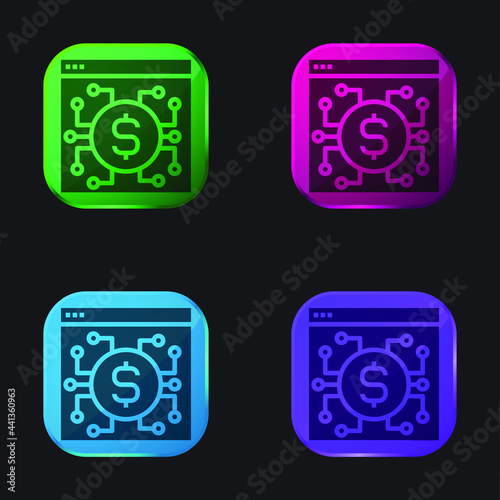 Application four color glass button icon