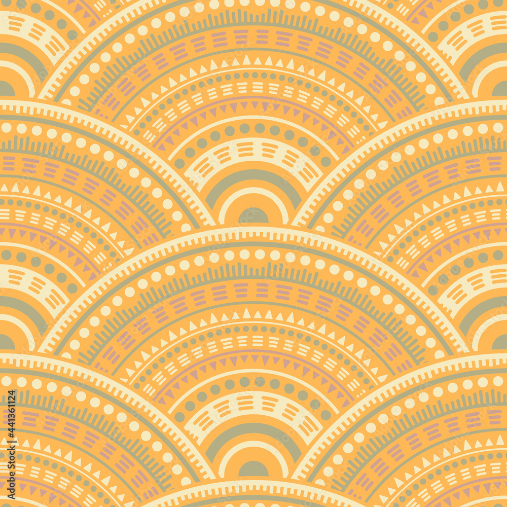 Ethnic circle shapes seamless geometric pattern. Ethnic circle shapes seamless geometric pattern.