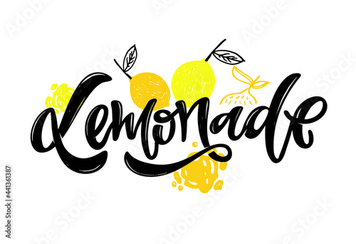 Citrus citron lemon pattern background. Lemonade art label. Cute hand drawn doodle summer pattern background. Fresh pattern art. T-shirt design label.