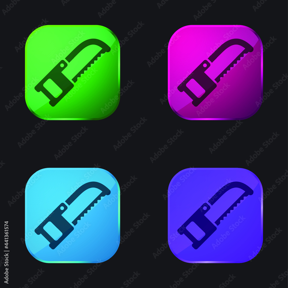 Band Saw four color glass button icon