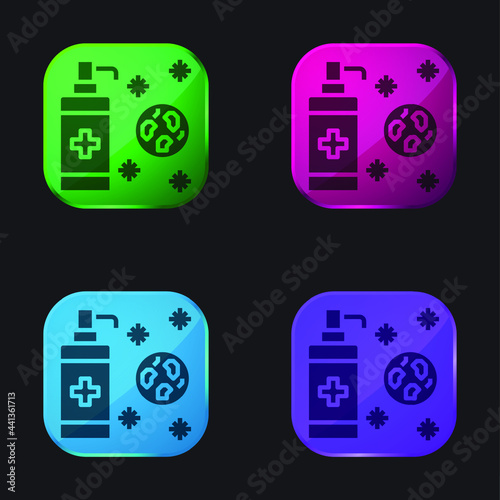 Antiseptic four color glass button icon