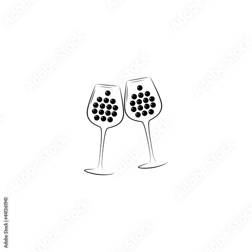Wine glasses symbol. Two wineglasses