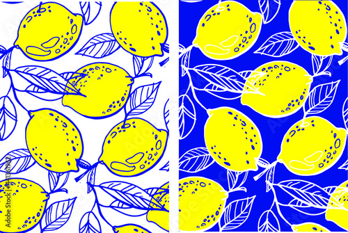Citrus citron lemon pattern background. Lemonade art label. Cute hand drawn doodle summer pattern background. Fresh pattern art. T-shirt design label.