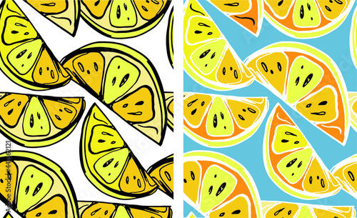 Citrus citron lemon pattern background. Lemonade art label. Cute hand drawn doodle summer pattern background. Fresh pattern art. T-shirt design label.