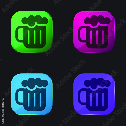 Beer four color glass button icon