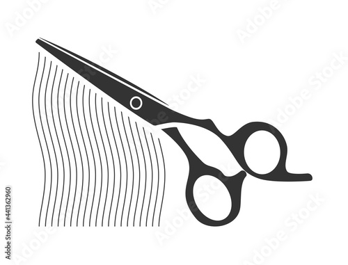 Scissors cutting and straightening hair