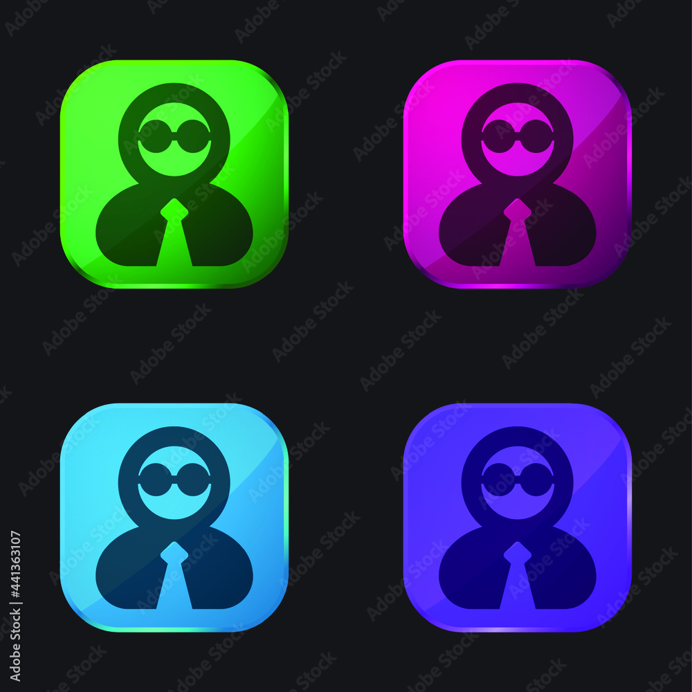 Blind Person four color glass button icon Blind Person four color glass button icon