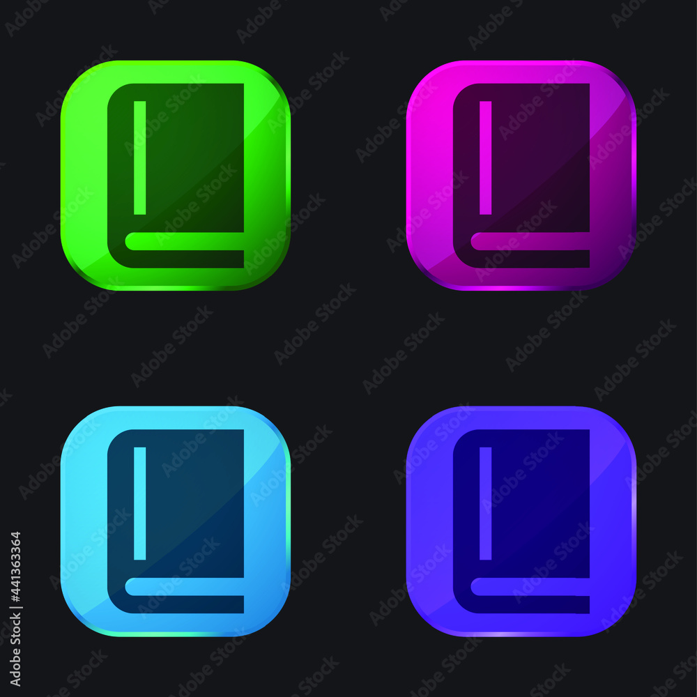 Book four color glass button icon Book four color glass button icon