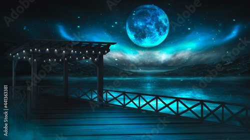 Dark night fantasy seascape...